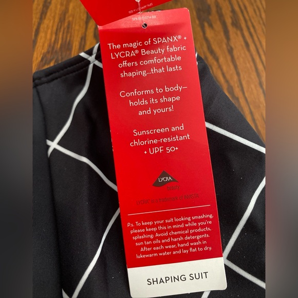 NWT Spanx Womens 10 Flirty Skirted Swim Bikini Bottom Mid Rise Black Geo NWT $78 - Picture 10 of 10